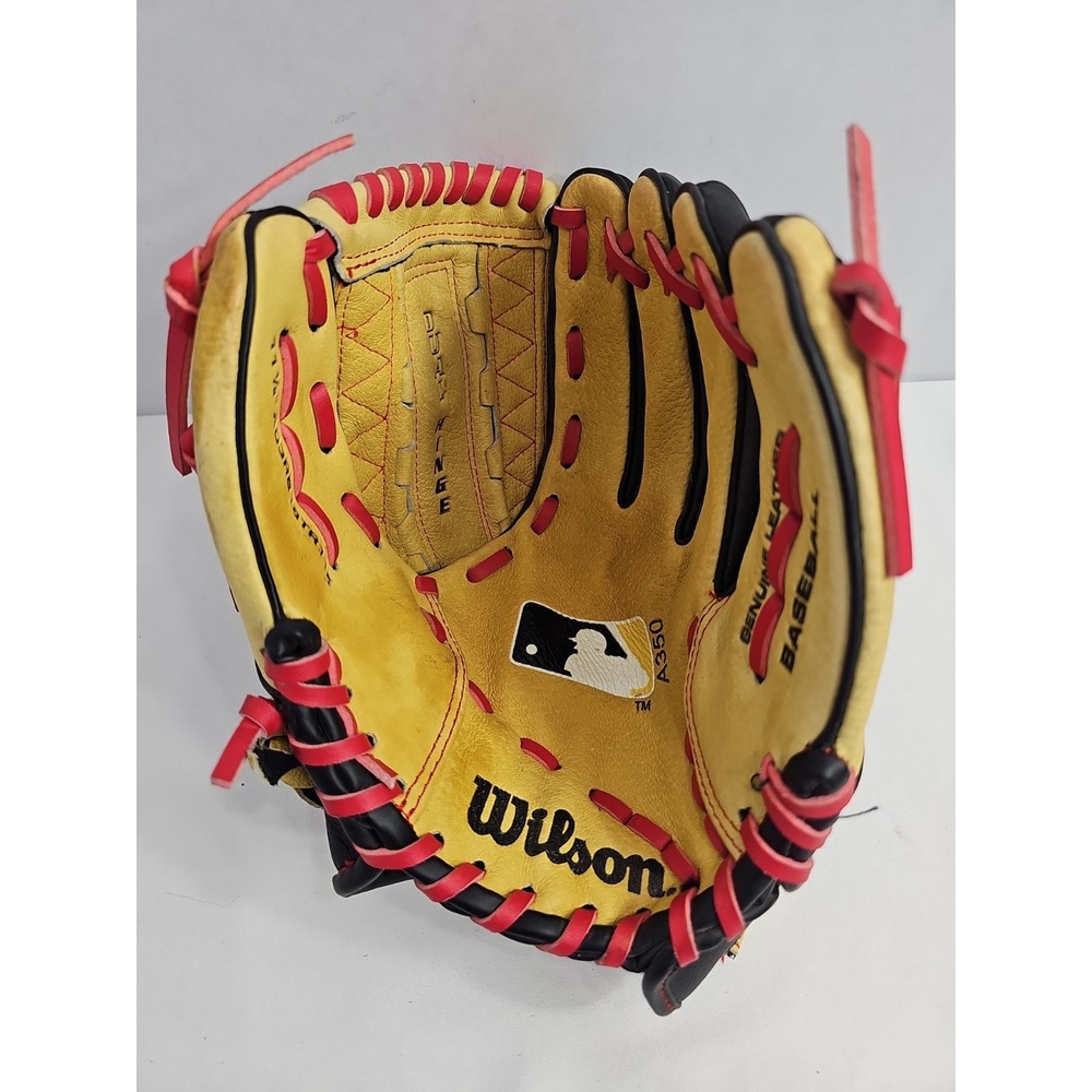 Wilson A350 11.5" Leather Baseball Glove -Ultra Soft Lining - Dual Hinge Catch